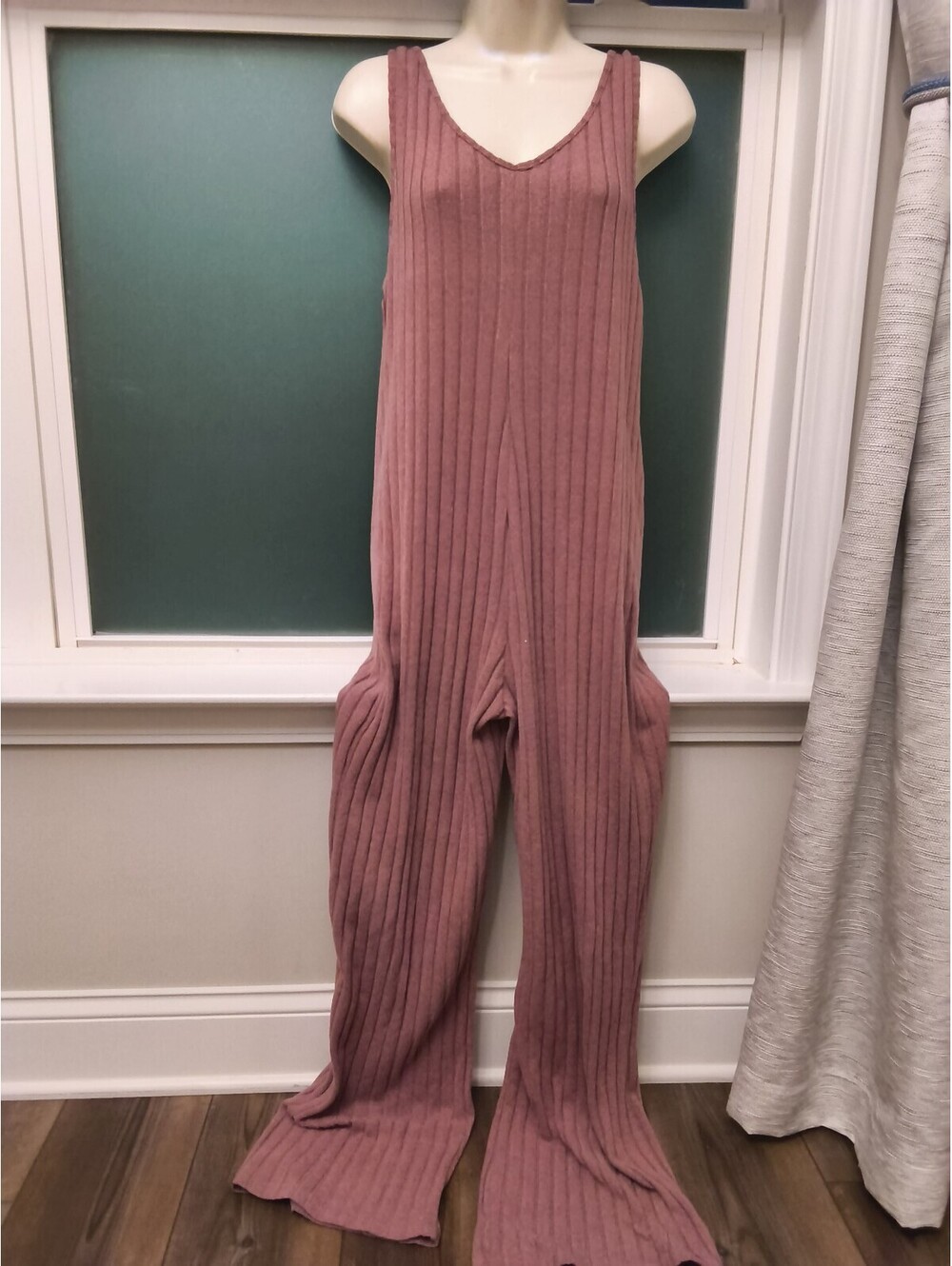 SHEIN Maternity Loose Strappy Dusty Rose Wide Leg Lounge Jumpsuit Sm